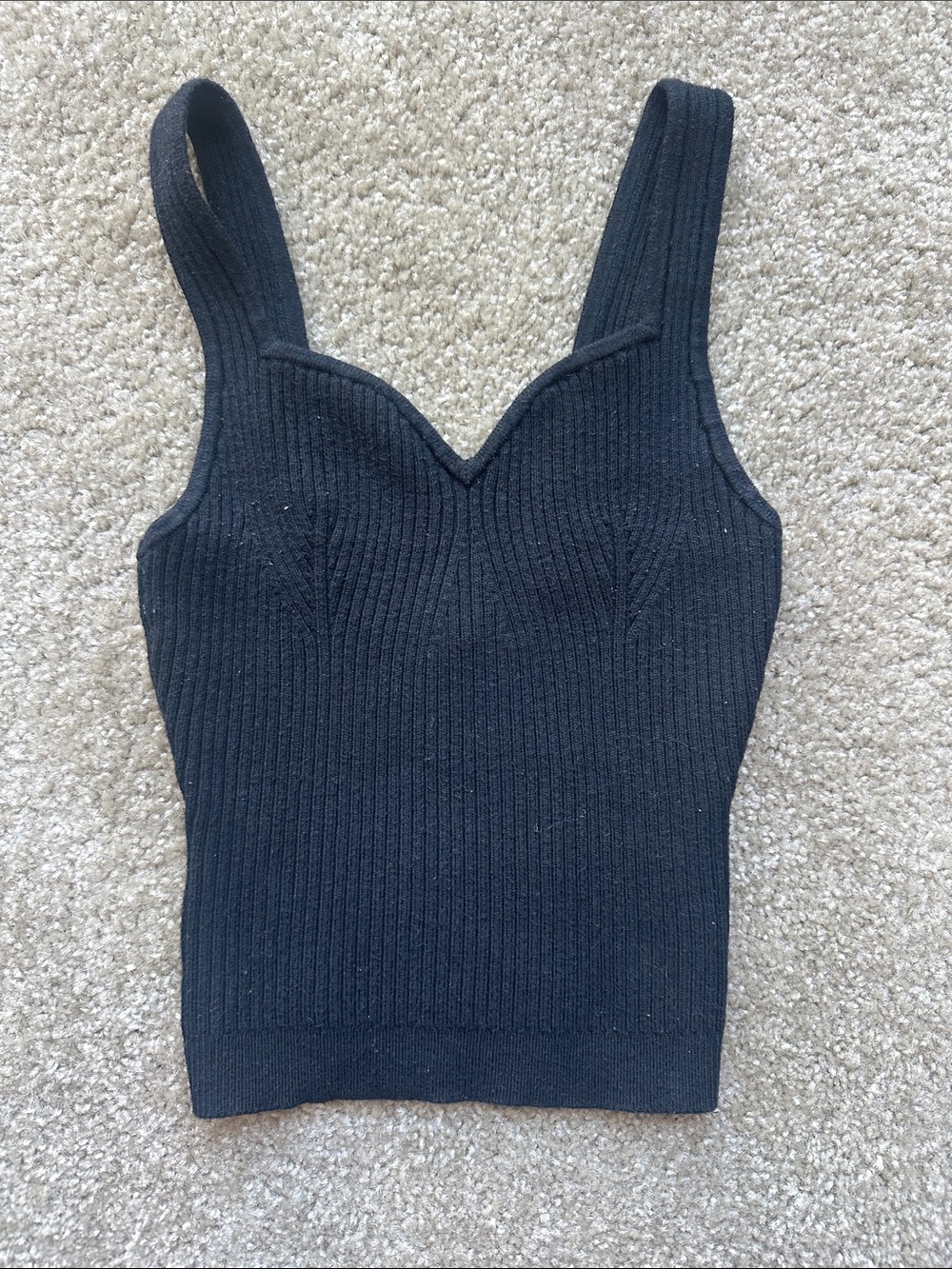 Abercrombie Black Ribbed Knit Sweetheart Tank Top | XXS
